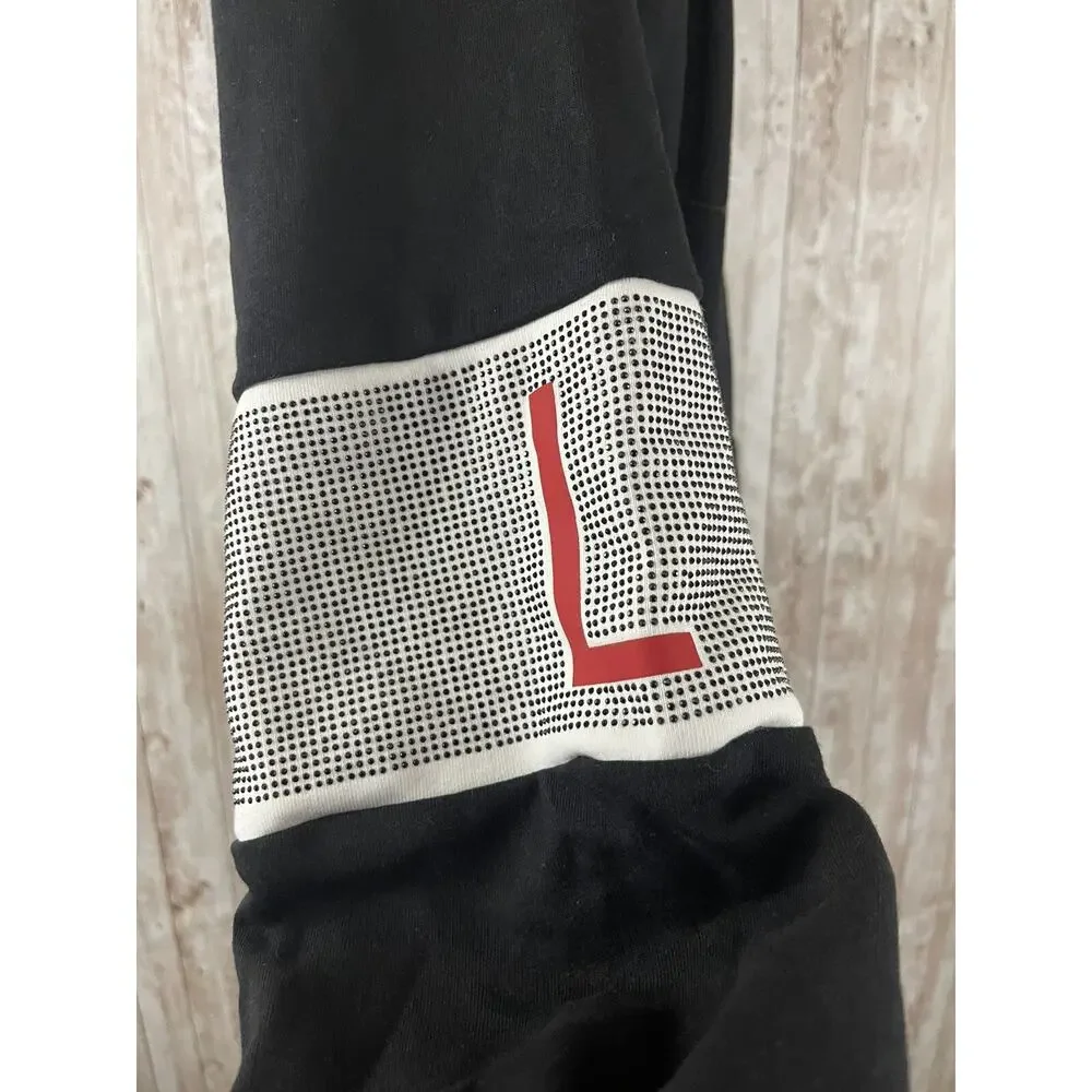 Los Angeles Fitch Hoodie Mens Medium Beaded Black Sweatshirt Oversized N151